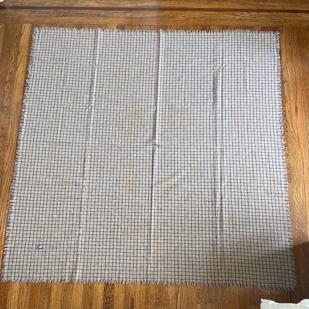 Vintage Dior fringed wool wrap throw 57" square
